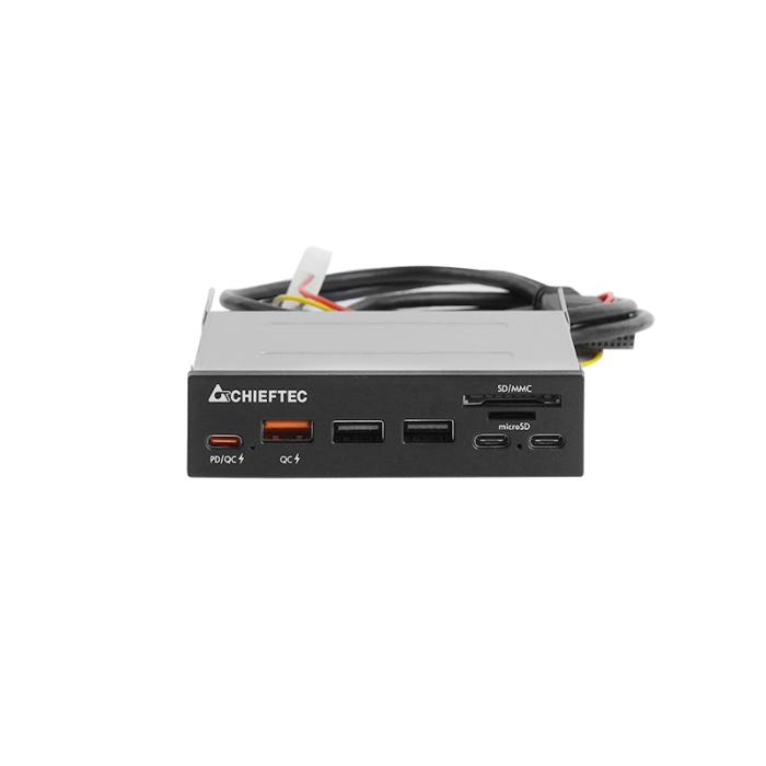 Chieftec all-in-one čitalec kartic 4x USB 3.2 Gen1 TypeA/C QC3.0 3,5 panel