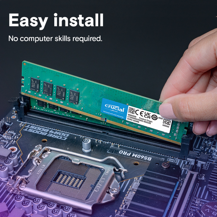Crucial 16GB DDR4-3200 UDIMM PC4-25600 CL22, 1.2V