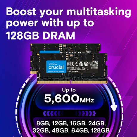 Crucial 24GB Kit (2x12GB) DDR5-5600 SODIMM CL46, 1.1V