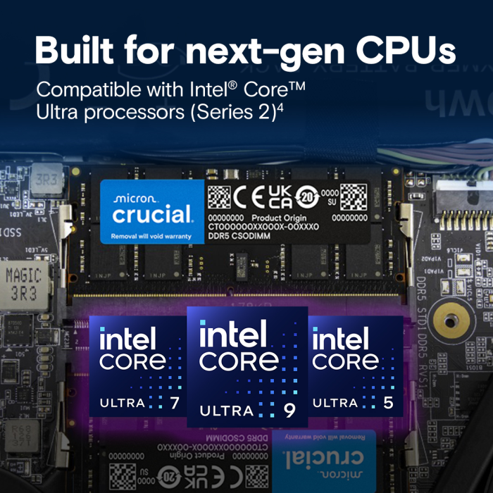 Crucial 32GB DDR5-6400 SODIMM CL52, 1.1V