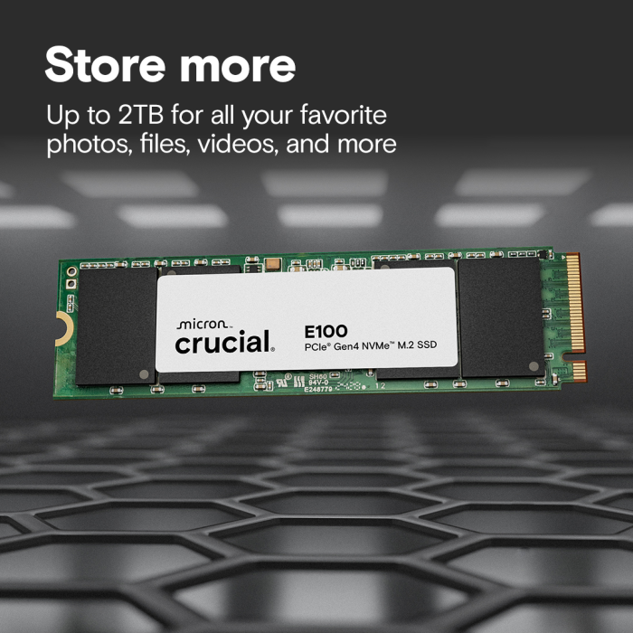 Crucial E100 2TB PCIe Gen4 NVMe 2280 M.2 SSD
