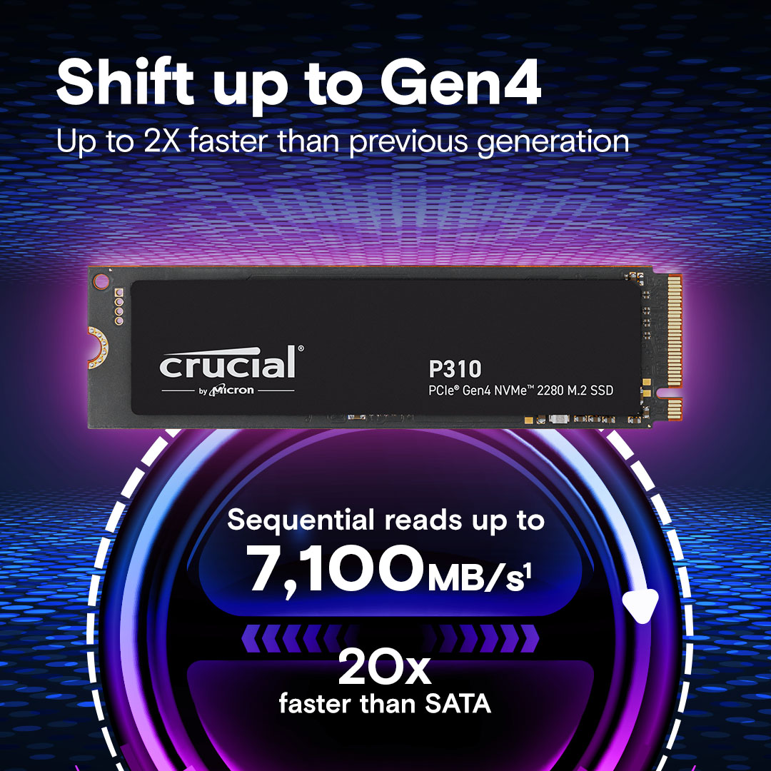 Crucial P310 2TB PCIe Gen4 NVMe 2280 M.2 SSD