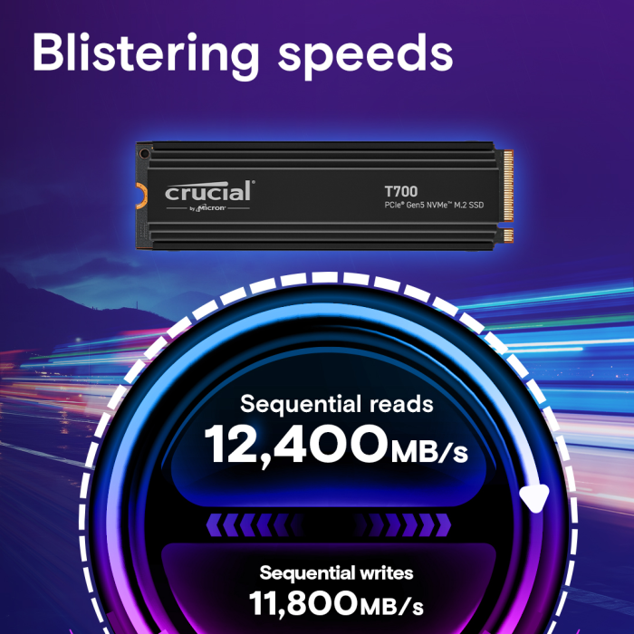 Crucial T700 2TB PCIe Gen5 NVMe M.2 SSD s hlajenjem