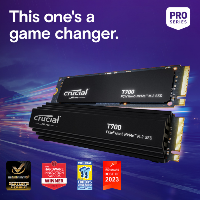 Crucial T700 2TB PCIe Gen5 NVMe M.2 SSD s hlajenjem