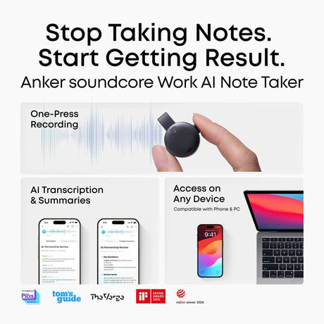 Anker Soundcore Work pametni AI snemalnik zvoka 8GB, črn