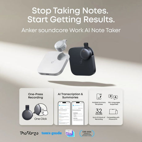 Anker Soundcore Work pametni AI snemalnik zvoka, črn