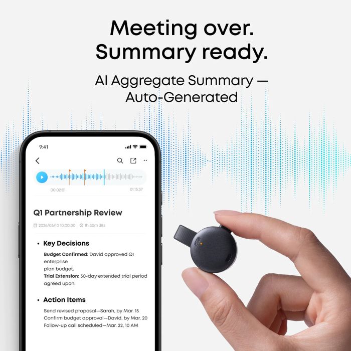 Anker Soundcore Work pametni AI snemalnik zvoka, črn