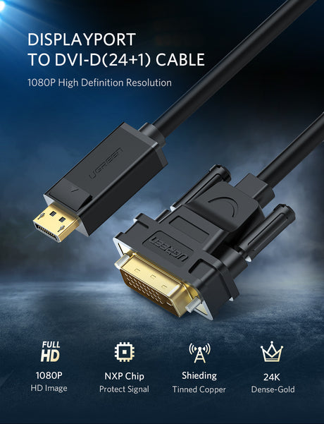 Ugreen DisplayPort na DVI (24+1) kabel 1.5m - polybag
