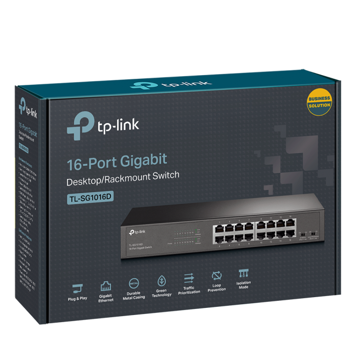 TP-LINK SG1016D V12 16 port Gigabit 10/100/1000 mrežno namizno/stensko stikalo