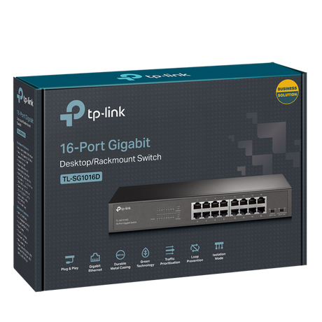 TP-LINK SG1016D V12 16 port Gigabit 10/100/1000 mrežno namizno/stensko stikalo