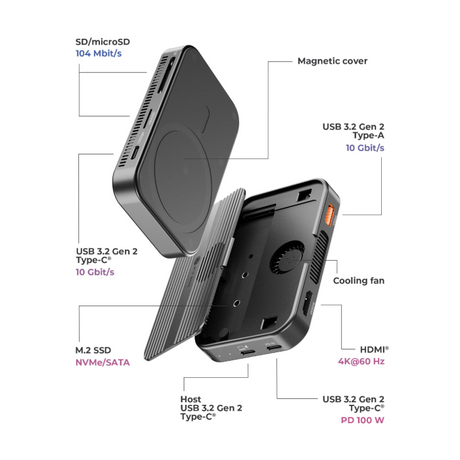 IcyBox IB-DK4071M-CU31 7-v-1 DockingStation with magnetic M.2 SSD bay priklopna postaja