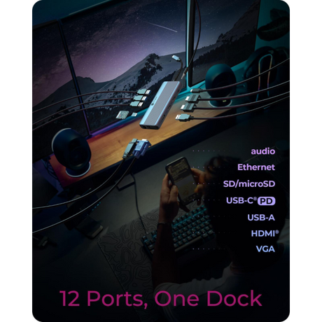 IcyBox IB-DK4062-CPD 12-v-1 DockingStation priklopna postaja s trojnim video priključkom