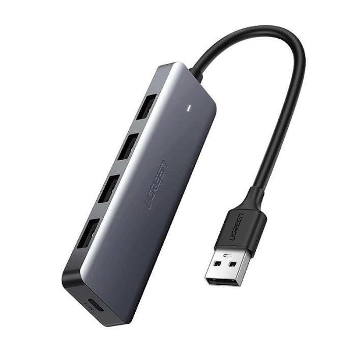 Ugreen USB Hub, USB 3.0, 4-portni srebrn - box