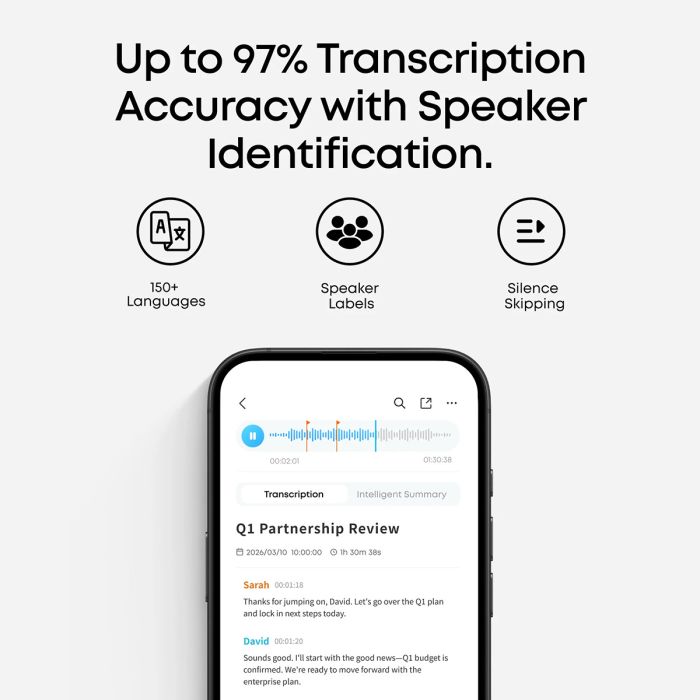 Anker Soundcore Work pametni AI snemalnik zvoka, črn