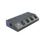 IcyBox IB-HUB1405 4-portni USB-A hub s stikali