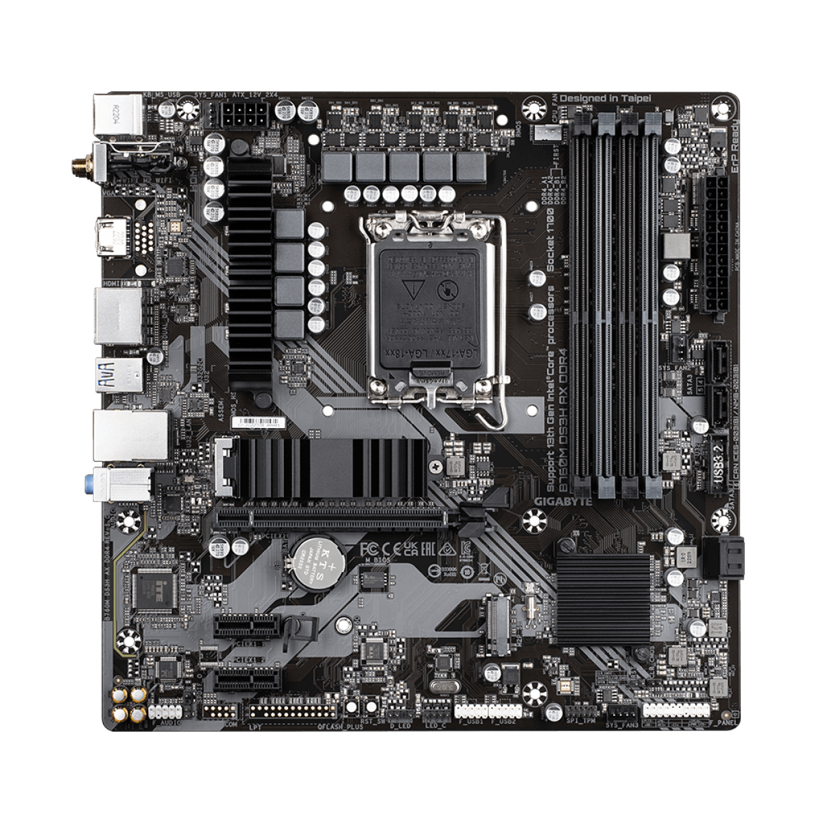 GIGABYTE B760M DS3H AX DDR4, DDR4, SATA3, USB3.2Gen2, DP, WiFi, LGA1700 mATX