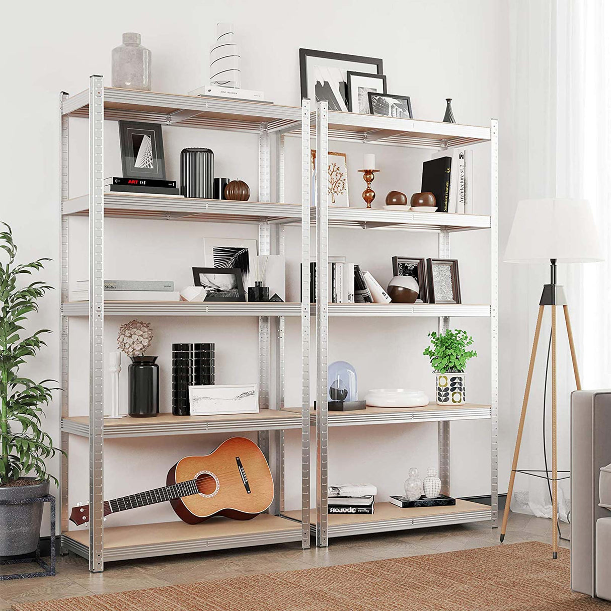 SONGMICS 2x Regal 40 x 90 x 180 cm bež-srebrna, GLR040E02