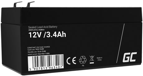 Green Cell AGM VRLA 12V 3.4Ah brez vzdrževanja Baterija za alarmni sistem, blagajno, igrače