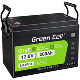 Green Cell akumulator LiFePO4 200Ah 12.8V 2560Wh Litowo-¯elazowo-Foszaanowy Do  kamperje, solarne panele, tovornjake s hrano, Off-Grid