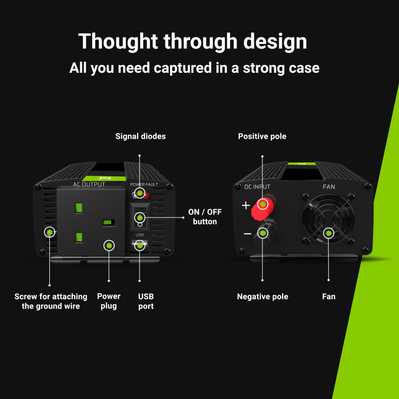 Green Cell pretvornik moči 24V  do230V 1000W/2000W spremenjen sinusni val UK PLUG