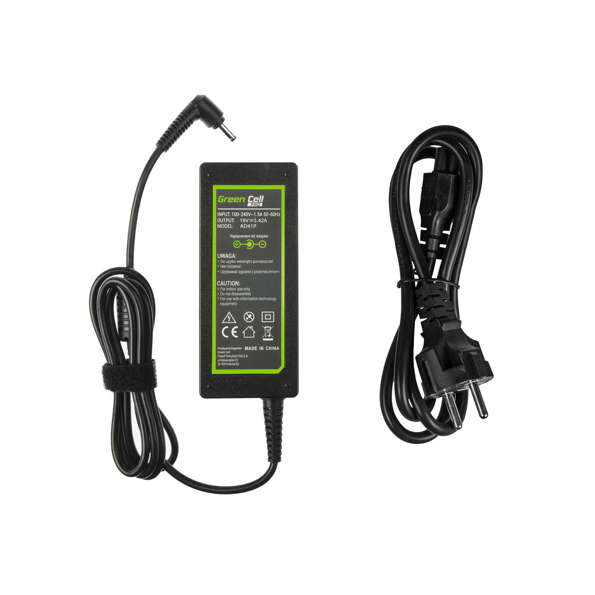 Green Cell PRO polnilec / AC Adapter 19V 3.42A 65W za Asus F553 F553M F553MA R540L R540S X540S X553 X553M X553MA ZenBook UX303L