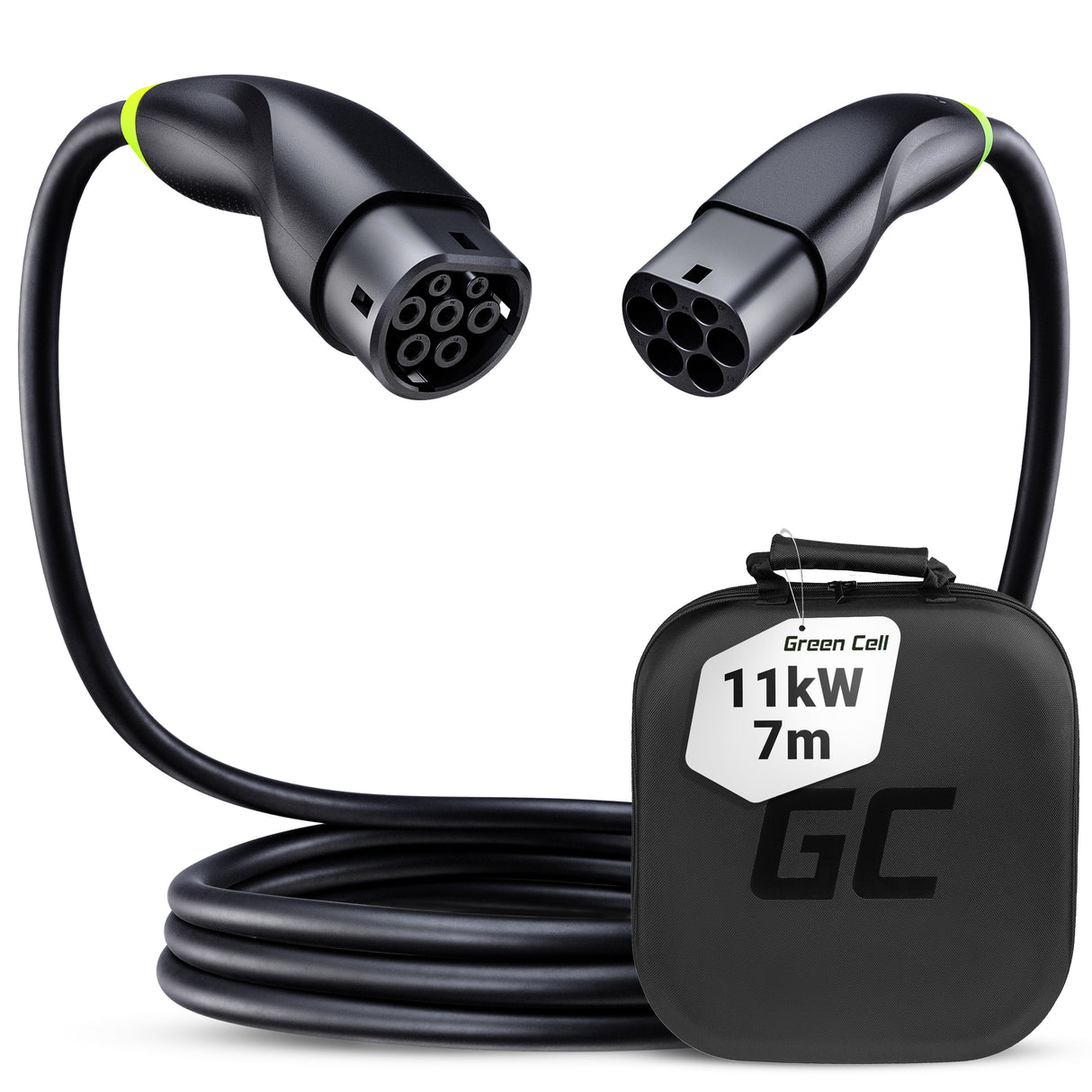 Green Cell SnapTip 2 EV polnilni kabel 11 kW 7 m za Tesla Model 3 S X Y, VW ID.3, ID.4, Kia EV6, Hyundai IONIQ 5, zad Mach-E