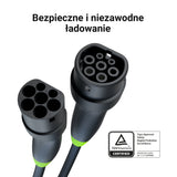 Green Cell SnapTip 2 EV polnilni kabel 11 kW 7 m za Tesla Model 3 S X Y, VW ID.3, ID.4, Kia EV6, Hyundai IONIQ 5, zad Mach-E