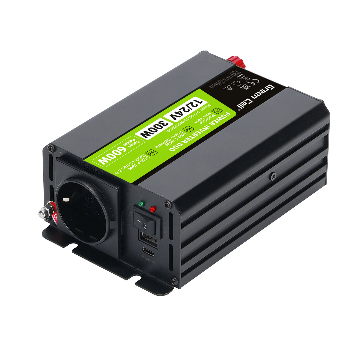 Green Cell® pretvornik moči 12V do 230V 300W/600W