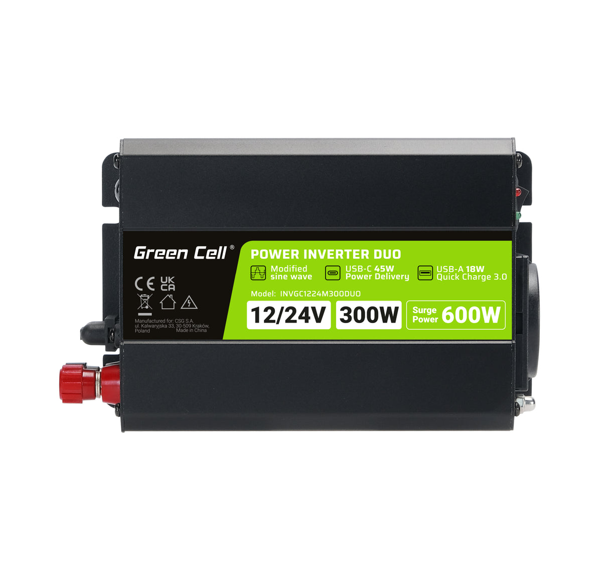 Green Cell® pretvornik moči 12V do 230V 300W/600W