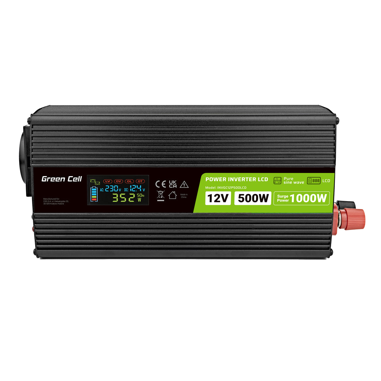 av dopretvornik moči Green Cell® 12V  do230V, 500W/1000W