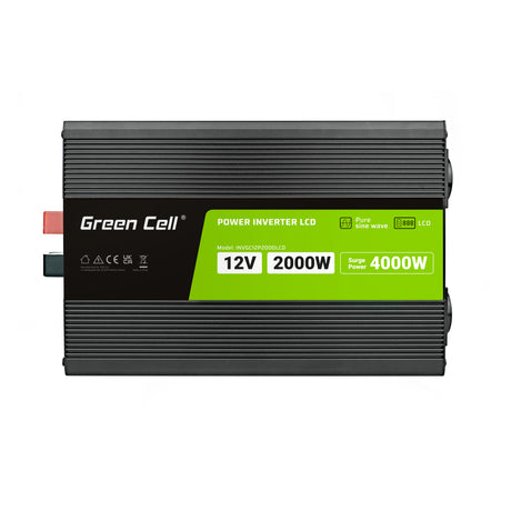 Green Cell pretvornik moči LCD 12 volt 2000W/40000W av doinverter with display - čisti sinusni val