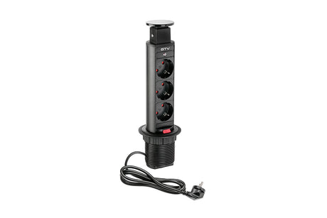 GTV Potopna vtičnica 3x220V Ø60mm, črna