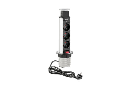 GTV Potopna vtičnica 3x220V Ø60mm, siva