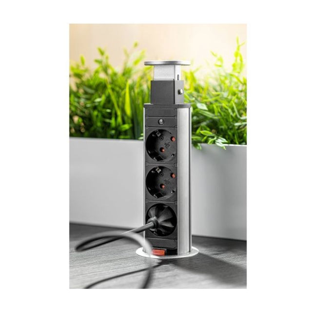 GTV Potopna vtičnica 3x220V Ø60mm, siva