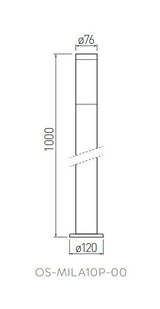 GTV zunanja talna svetilka MILAN 1xE27 230V IP54 100cm