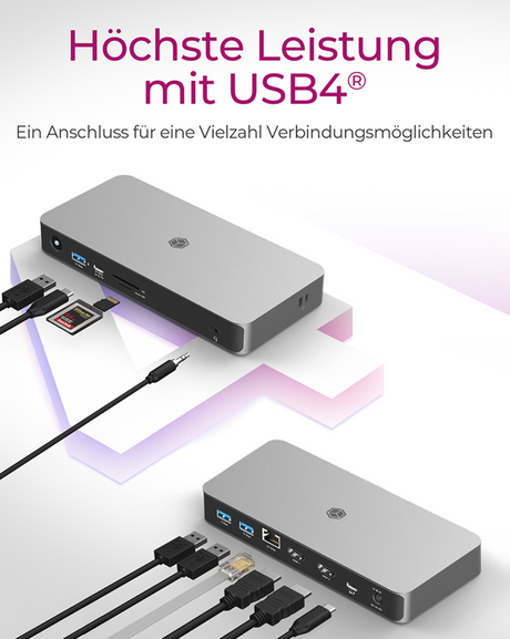 Icybox IB-DK2880-C41 priključna postaja USB4 Type-C z dvojnim video izhodom