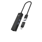 Icybox IB-HUB1439-LAN 4 Port Hub z priključkom USB 3.2 Type-A ali Type-C