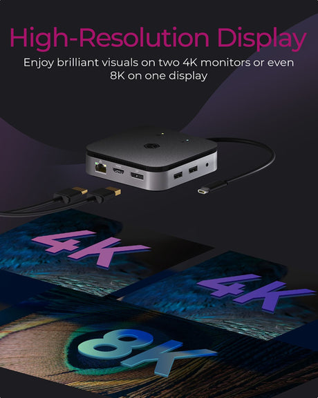 Icybox IB-DK408-C41 priključna postaja USB4 z dvojnim video izhodom 7v1, 60W PowerDelivery napajanje
