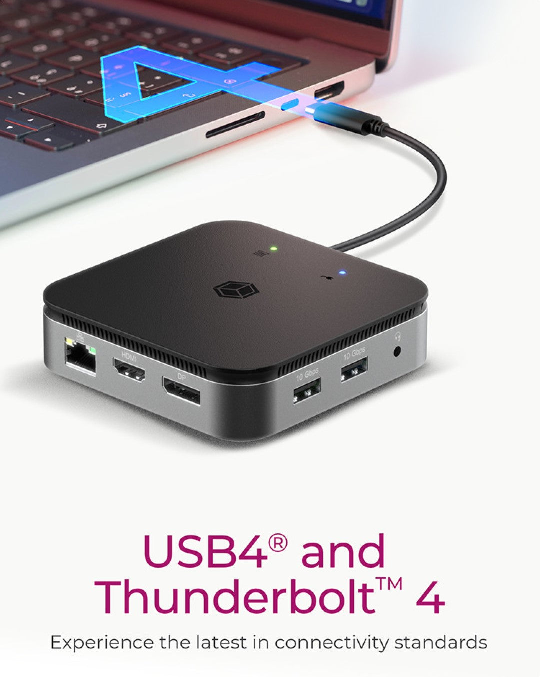 Icybox IB-DK408-C41 priključna postaja USB4 z dvojnim video izhodom 7v1, 60W PowerDelivery napajanje