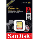 SanDisk Extreme PLUS 64GB SDXC spominska kartica 170MB/s in 80MB/s branje/pisanje, UHS-I, Class 10,
