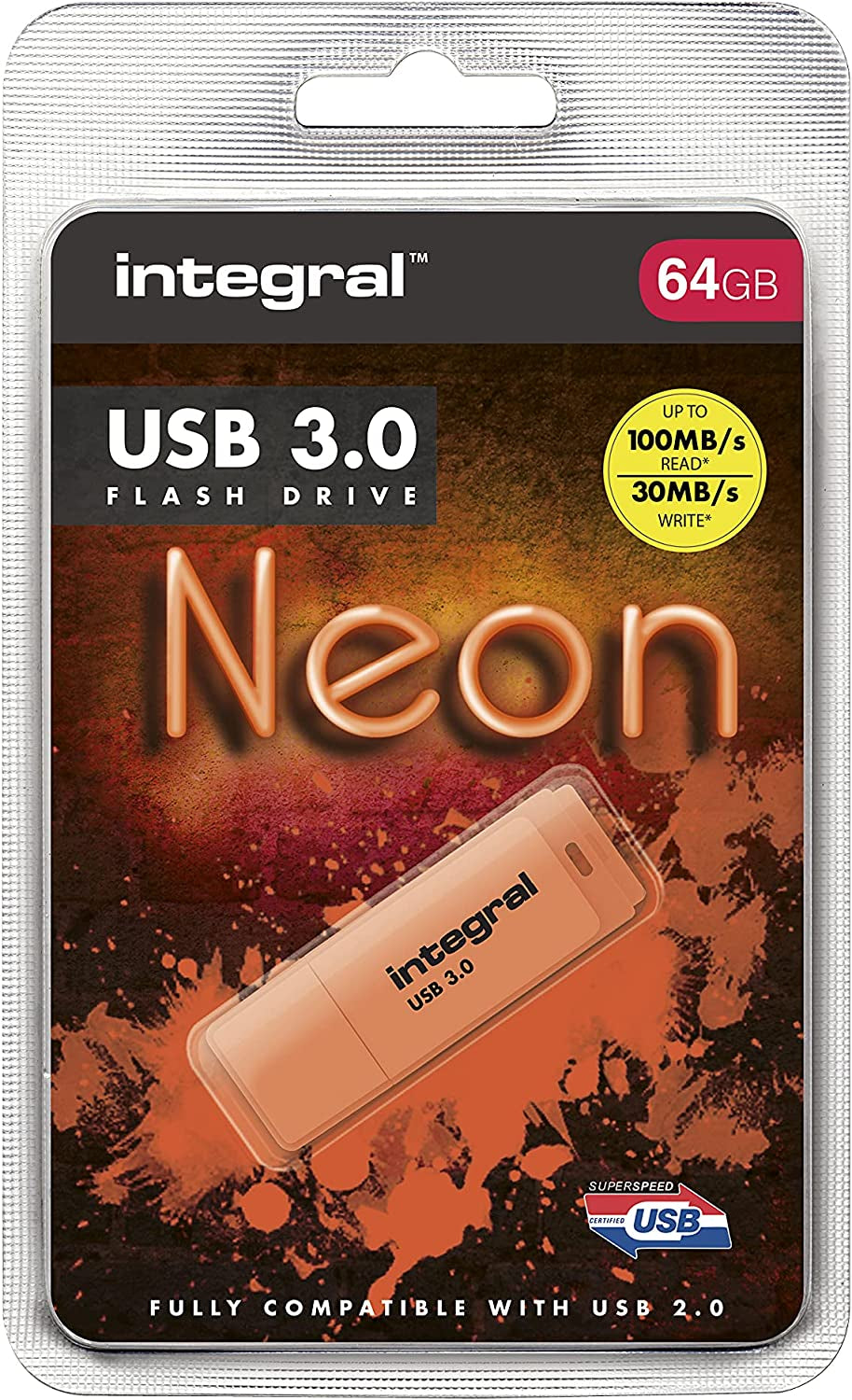 INTEGRAL 64 GB NEON 3.0. ORANŽEN