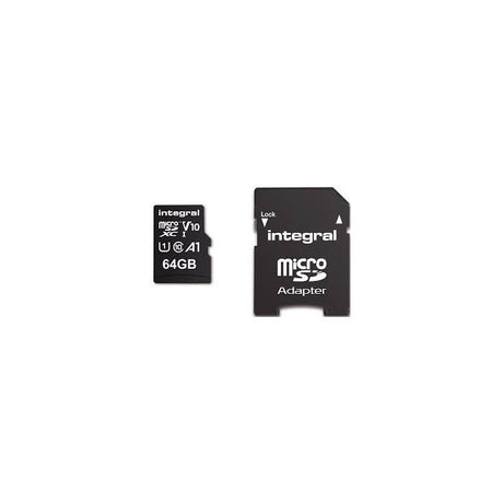 Integral 64GB High Speed microSDHC/XC V10 UHS-I U1+adapter