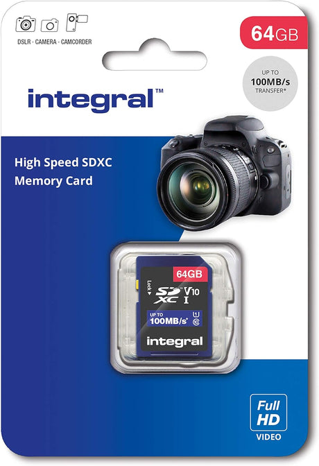 Integral 64GB SD Card High Speed Memory SDXC Up To 100MB/S V10 UHS U1