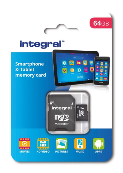 INTEGRAL 64GB SMARTPHONE & TABLET MICRO SDXC class10 UHS-I U1 90MB/s SPOMINSKA KARTICA+ SD ADAPTER
