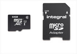 INTEGRAL 64GB SMARTPHONE & TABLET MICRO SDXC class10 UHS-I U1 90MB/s SPOMINSKA KARTICA+ SD ADAPTER