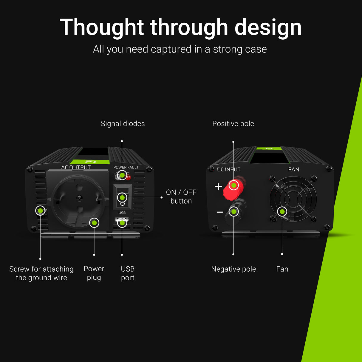 Green Cell pretvornik moči 24V  do230V 1000W/2000W spremenjen sinusni val