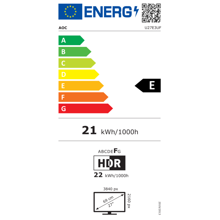 AOC U27E3UF 27" IPS UHD 60Hz monitor