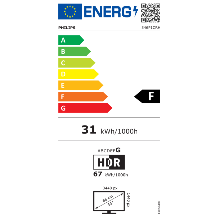 Philips 346P1CRH 34" VA WQHD 100Hz USB-C DP monitor
