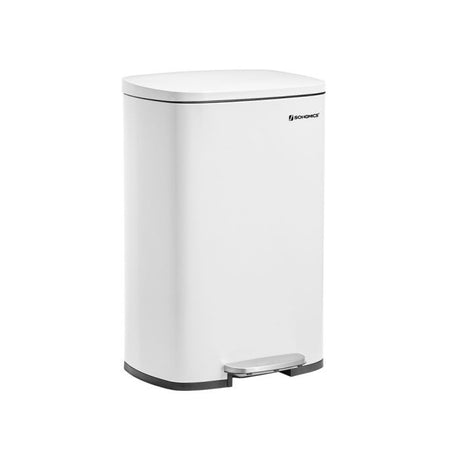 SONGMICS kovinski pedalni koš za odpadke, 50 l, z notranjim vedrom, mehkim zapiranjem, bele barve