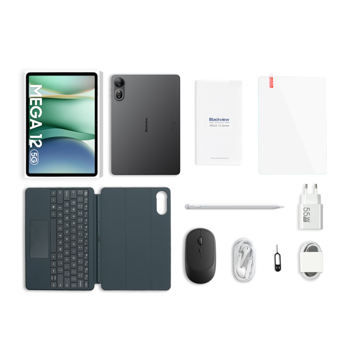 Blackview MEGA 12 12,2'' 12+256GB 5G, priložen ovitek s tipkovnico in miško + pisalo, zlat